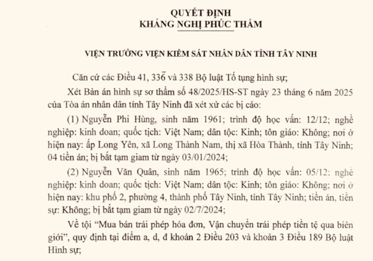 Vụ vận chuyển 234 triệu USD qua biên giới tại Tây Ninh: Hai cấp Viện Kiểm sát cùng kháng nghị tăng hình phạt - Ảnh 2