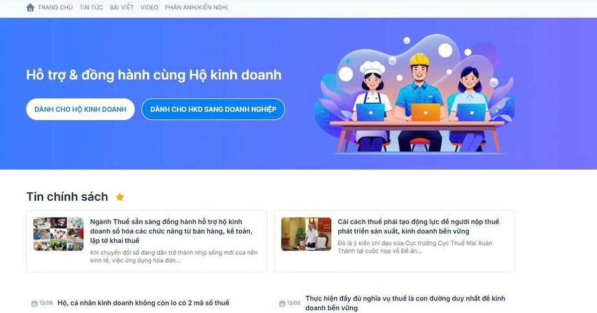 Đã có cổng thông tin hỗ trợ hộ kinh doanh