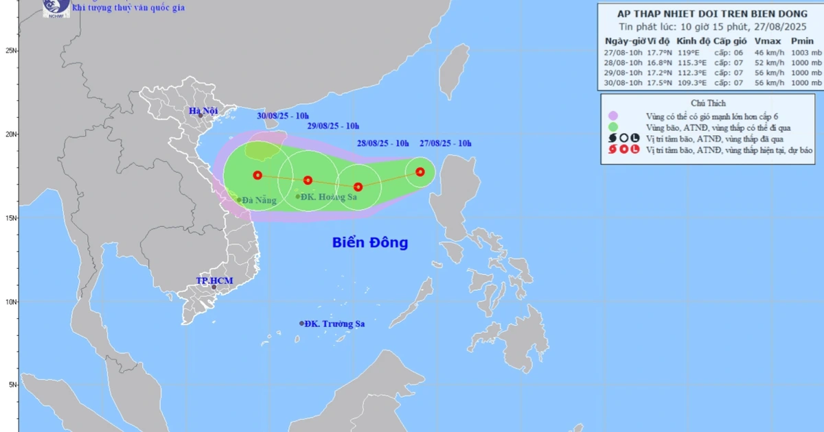 Xuất hiện áp thấp nhiệt đới trên Biển Đông