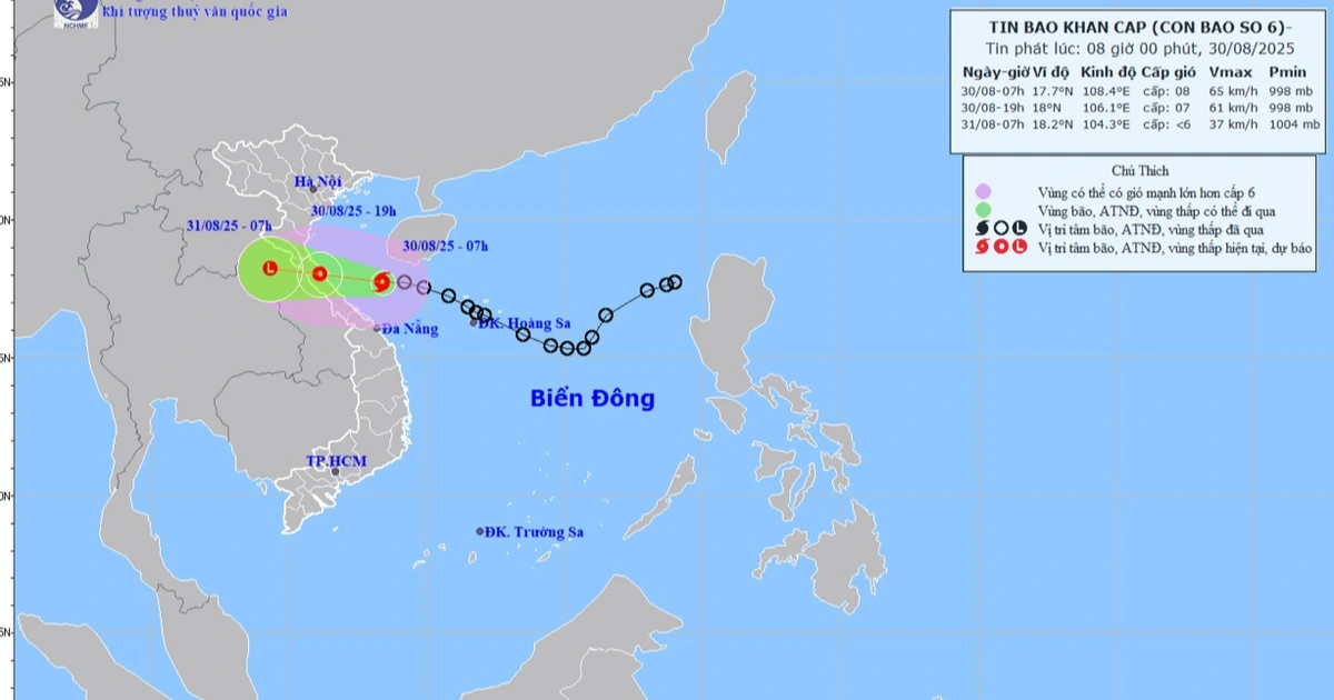 Bão số 6 giật cấp 10, cách Quảng Trị 210 km