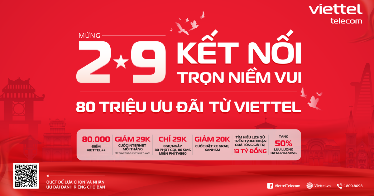 Viettel tung 80 triệu ưu đãi mừng đại lễ 2.9
