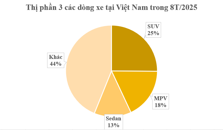 Bức tranh thị trường ô tô 8 tháng đầu năm: SUV áp đảo, MPV bứt tốc, sedan ‘hụt hơi’ - người Việt đang thay đổi thị hiếu mua xe? - Ảnh 2
