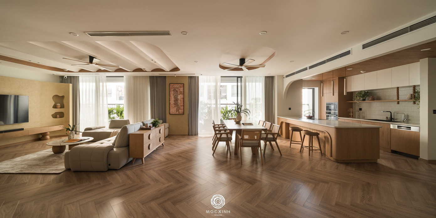 Đập thông hai căn hộ tạo nên không gian 260m2 rộng mở - Ảnh 3