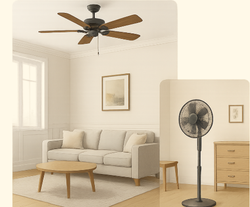 Quạt trần và quạt cây: Loại nào hiệu quả và tiết kiệm điện hơn trong phòng rộng? - Ảnh 1