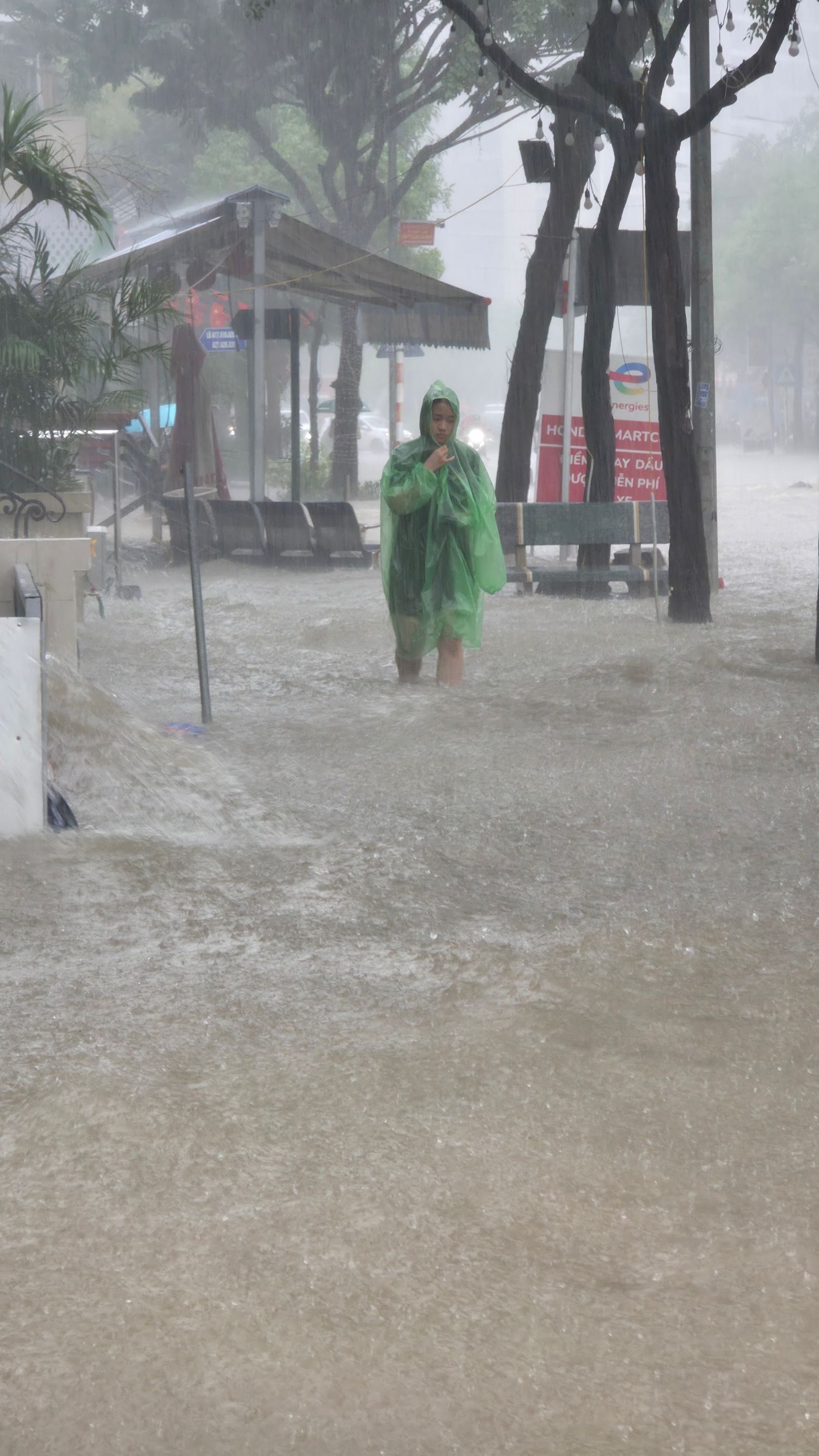 Mưa tầm tã không ngớt, "khu nhà giàu" Hà Nội ngập sâu: Nhiều biệt thự phải dựng rào chắn bằng tấm tôn, ngăn nước tràn vào - Ảnh 15