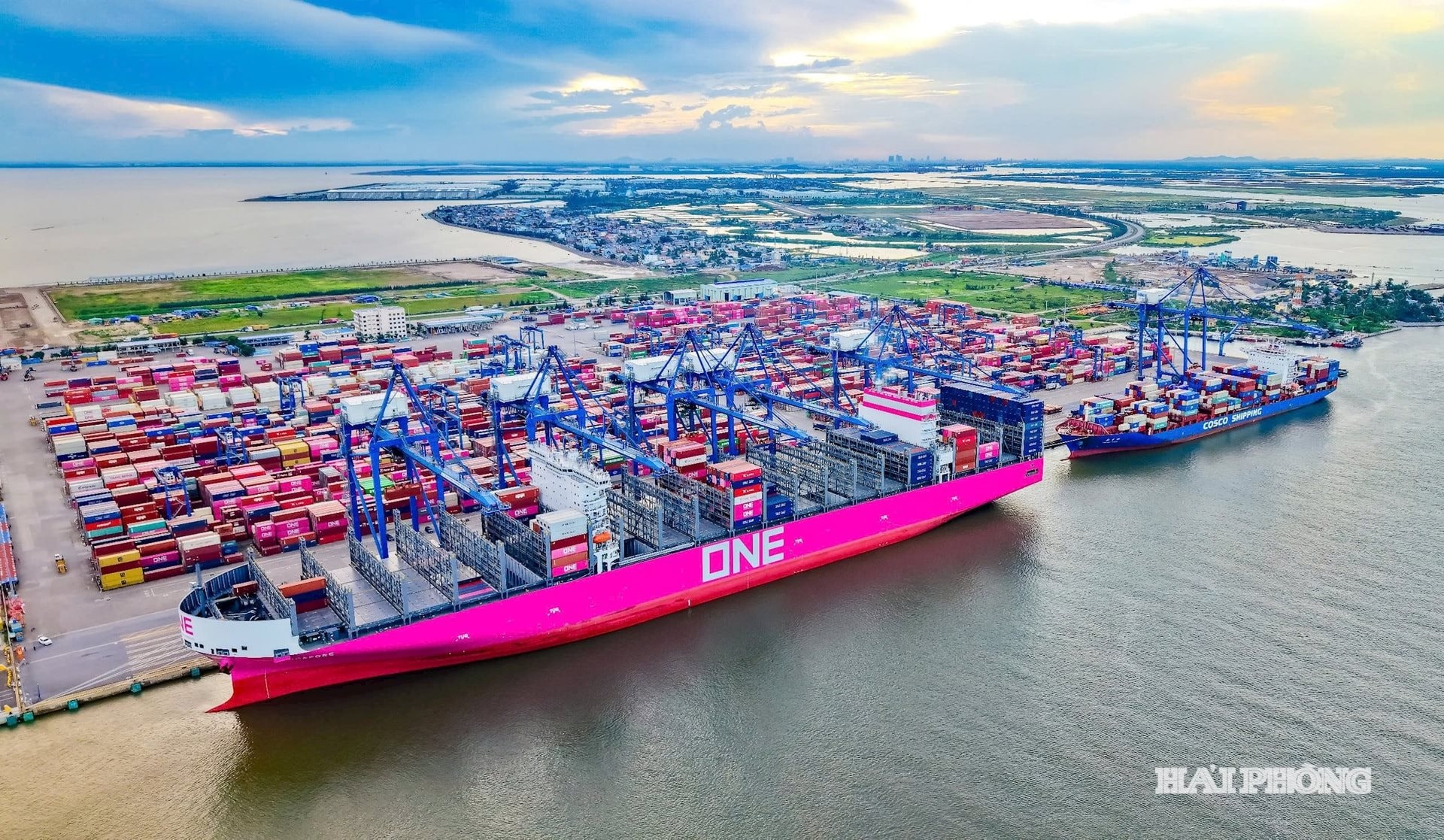 Siêu tàu màu hồng lớn nhất từ trước đến nay cập cảng miền Bắc Việt Nam: Ai đứng sau? - Ảnh 1