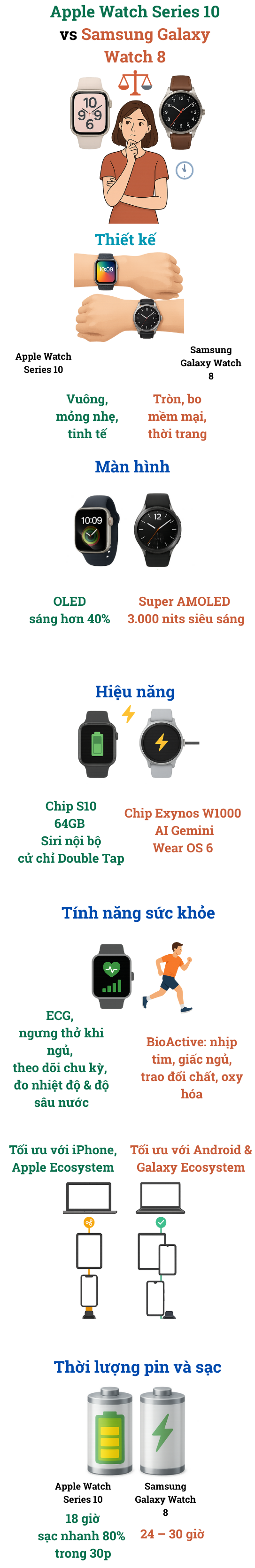 Apple Watch Series 10 vs Samsung Galaxy Watch 8: Lựa chọn nào phù hợp hơn với phái nữ? - Ảnh 1