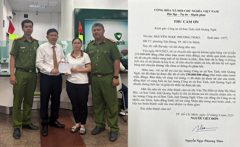 Người phụ nữ ở Quảng Ngãi bất ngờ phát hiện tài khoản Vietcombank nhận được 250 triệu từ tài khoản lạ - Ảnh 1