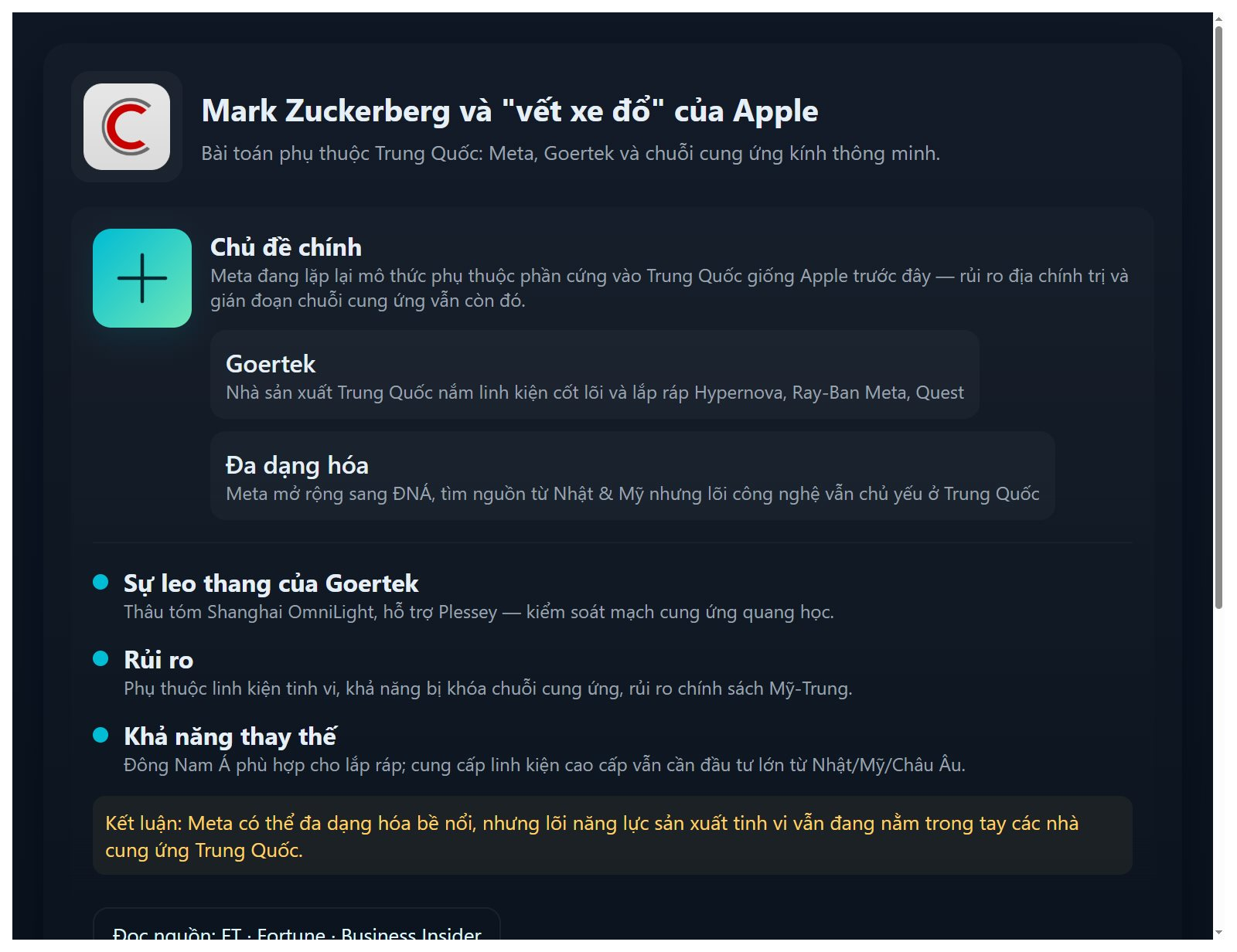 Mark Zuckerberg và "vết xe đổ" của Apple: Bài toán phụ thuộc Trung Quốc trong chuỗi cung ứng kính thông minh - Ảnh 2