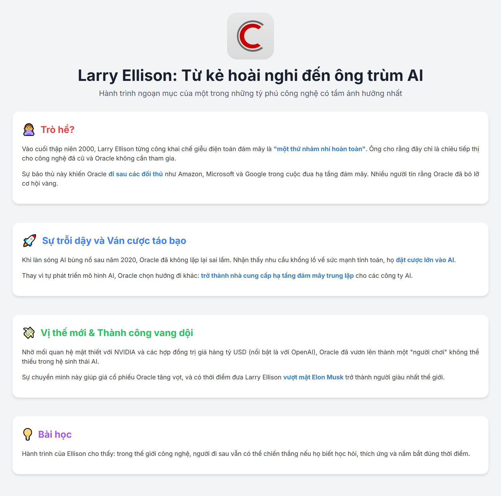Larry Ellison bị 'quê': Gọi AI là 'thứ nhảm nhí' chỉ để làm màu để rồi vượt mặt Elon Musk thành người giàu nhất thế giới nhờ chính công nghệ này - Ảnh 2