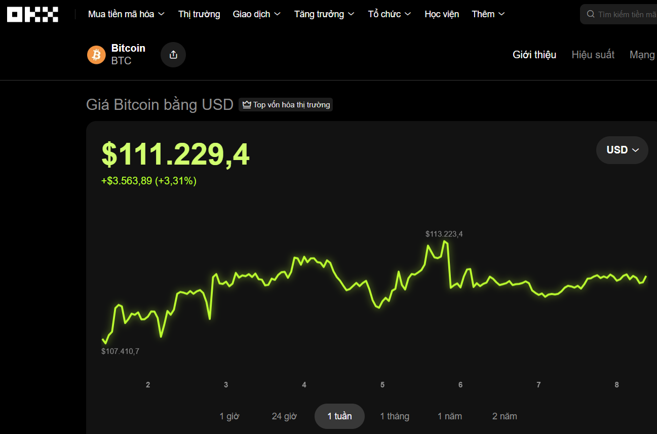 Thị trường tiền số hôm nay, 8-9: Bitcoin vượt 111.000 USD, nguồn cung khan hiếm kỷ lục - Ảnh 1