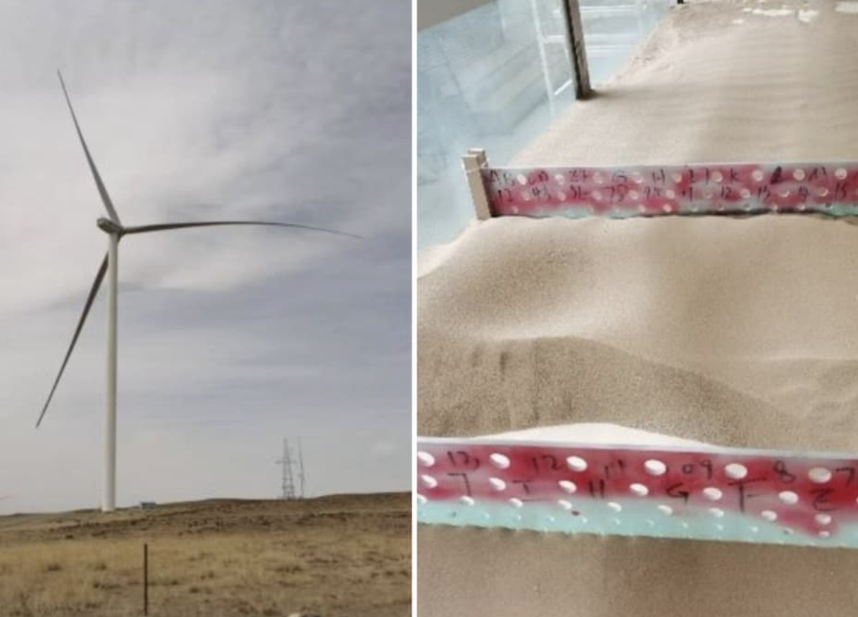 Công nghệ Trung Quốc khiến thế giới sửng sốt: Hàng trăm nghìn tuabin gió bị bỏ đi nhưng giữ lại, biến 'rác' thành cột chống cát cao 60 mét - Ảnh 1