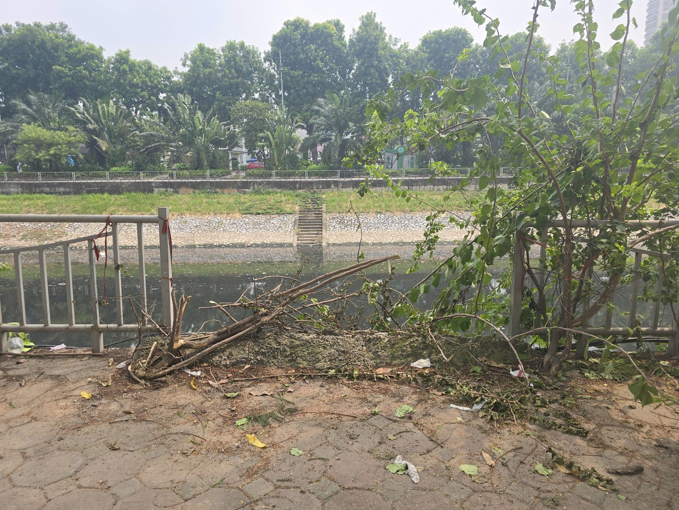 Hà Nội 'thúc' tiến độ hoàn trả lan can, hè phố, kè sông Tô Lịch - Ảnh 1