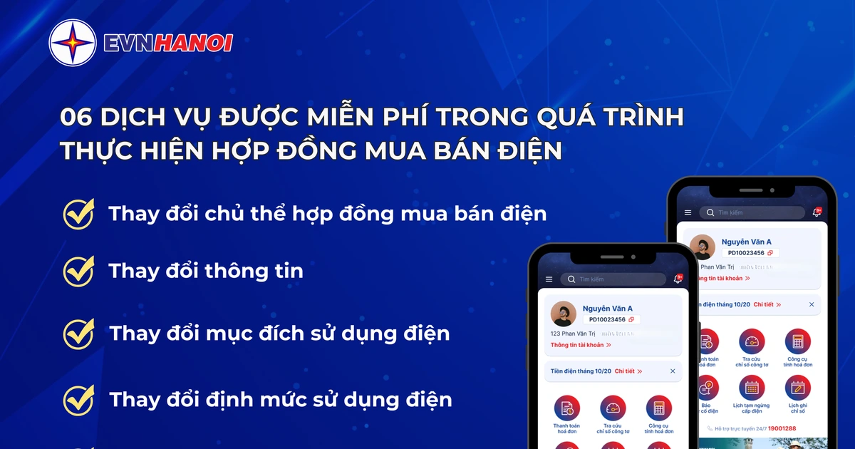 EVNHANOI miễn phí 6 dịch vụ cho khách hàng tại Hà Nội