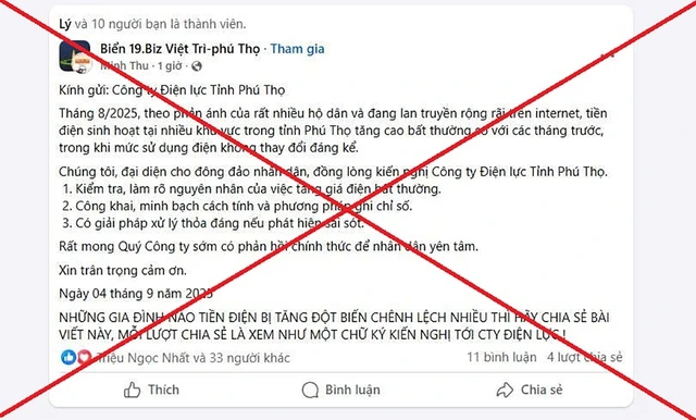 EVNNPC cảnh báo thông tin sai sự thật về hóa đơn tiền điện trên mạng xã hội - Ảnh 4