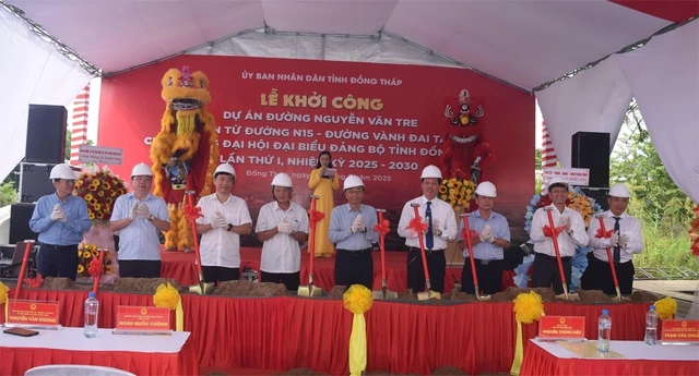 Đồng Tháp: Khởi công dự án đường Nguyễn Văn Tre chào mừng Đại hội Đảng bộ tỉnh - Ảnh 1