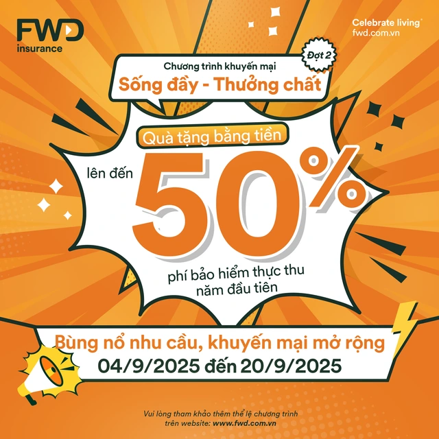 FWD tặng tiền lên tới 50% phí bảo hiểm - Ảnh 1