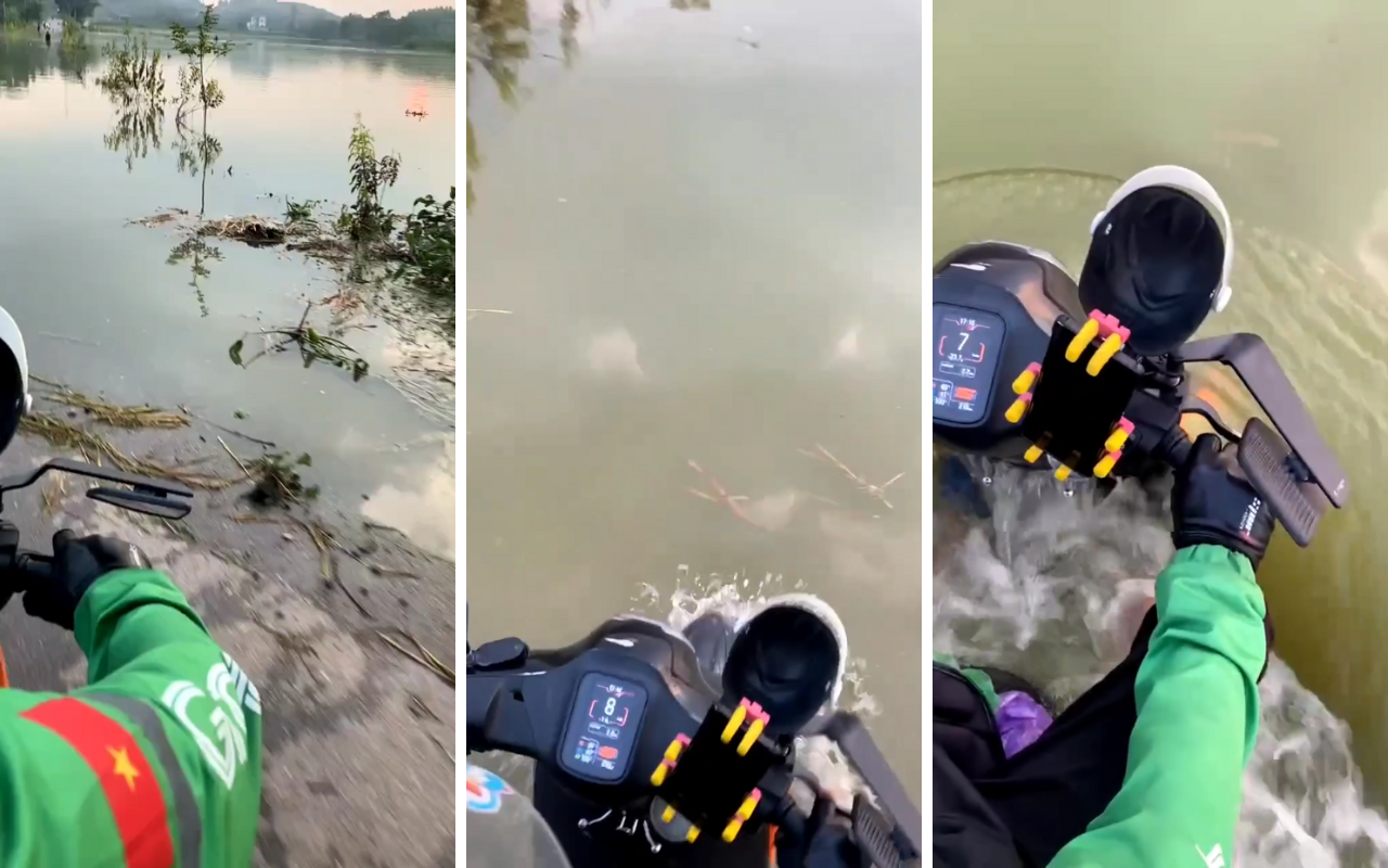 Tứ bề là nước, tài xế vẫn vô tư chở khách "qua sông": Là xe điện đi xa nhất Việt Nam, sản xuất ở TP.HCM - Ảnh 1