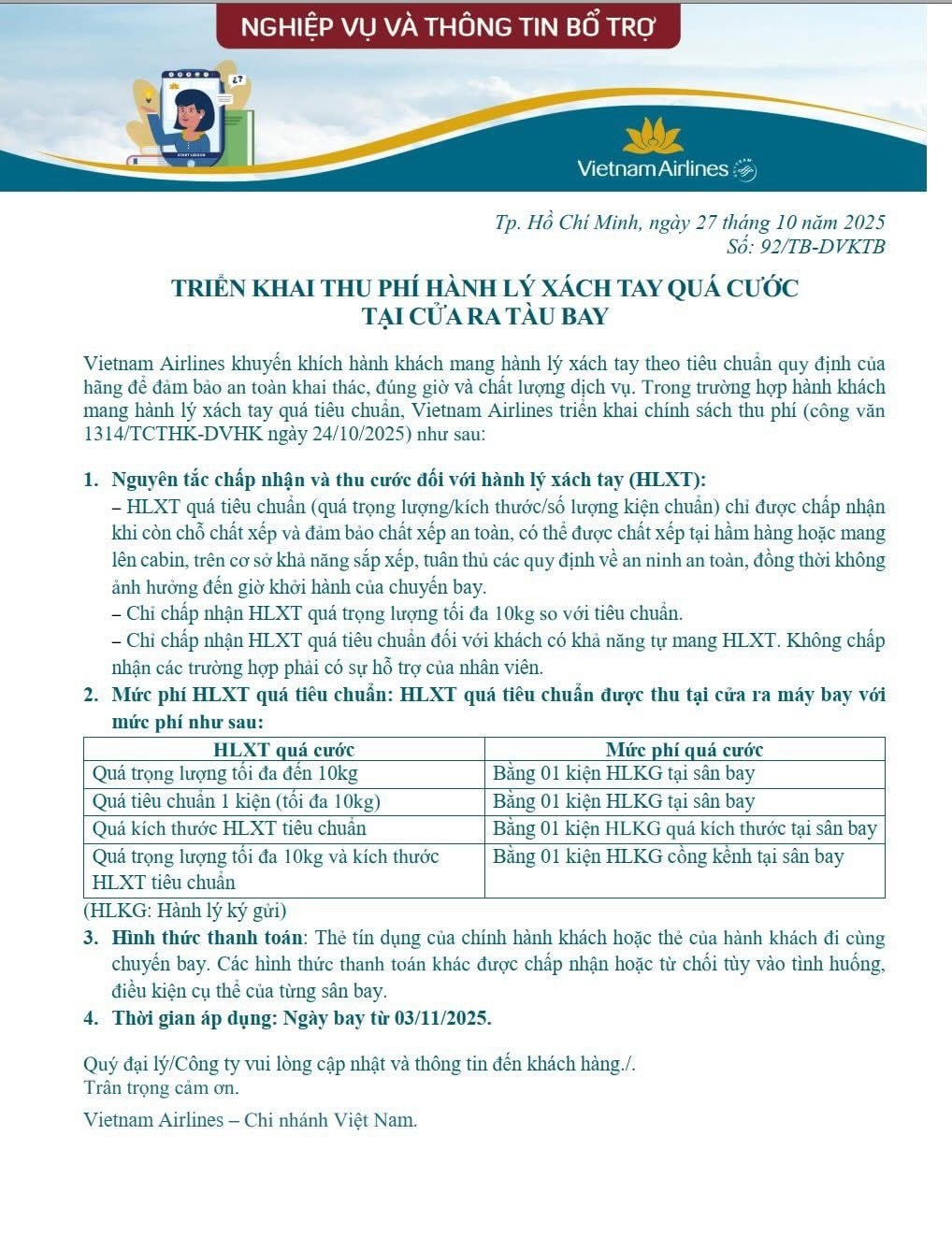 Sắp bay Vietnam Airlines phải lưu ý điều này: Nếu quên, một khoản phí lên tới 600.000 đồng sẽ chờ bạn ngay tại cửa ra máy bay - Ảnh 1