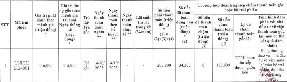 Bất động sản Unity chậm thanh toán hơn 173 tỷ đồng gốc trái phiếu - Ảnh 1