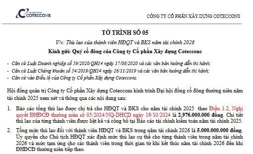 ĐHĐCĐ Coteccons 2025: Dự kiến chia cổ tức bằng tiền - tỷ lệ 10% - Ảnh 4