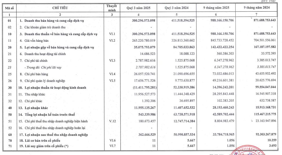 Công ty bán nhiều xe MG nhất Việt Nam: Lãi quý 3 giảm 99% còn chưa tới 400 triệu đồng - Ảnh 2
