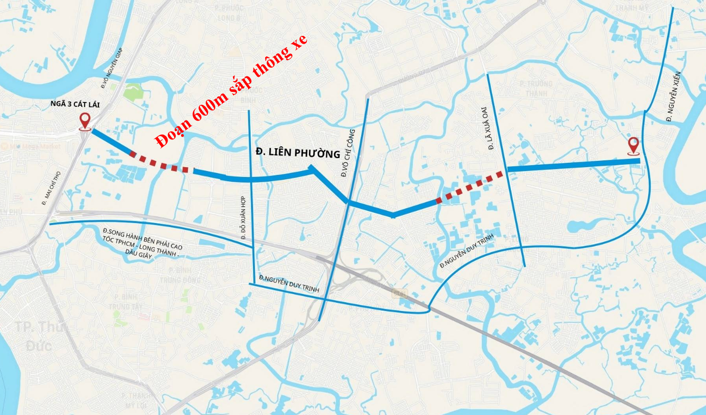 Cận cảnh đường Liên Phường sắp về đích, giảm áp lực giao thông khu Đông TP.HCM - Ảnh 2