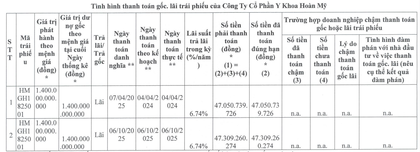 Dư nợ trái phiếu của Y khoa Hoàn Mỹ bao nhiêu? - Ảnh 1