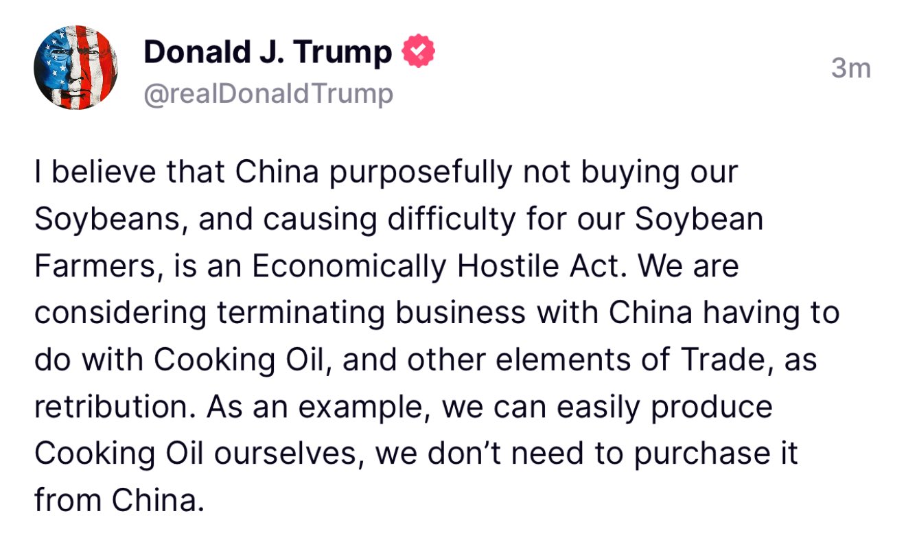 Ăn miếng trả miếng, Mỹ lại đe dọa ngừng nhập khẩu dầu ăn từ Trung Quốc, căng thẳng thương mại có nguy cơ bùng phát trở lại - Ảnh 2