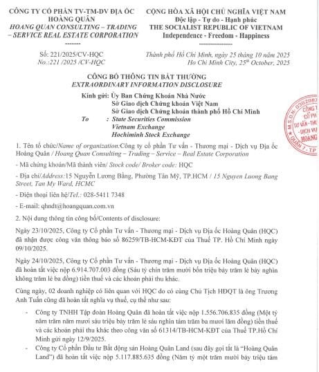 Địa ốc Hoàng Quân cùng 2 doanh nghiệp có cùng Chủ tịch HĐQT là ông Trương Anh Tuấn nộp hơn 13,58 tỷ đồng vào ngân sách sau thông báo của cơ quan thuế - Ảnh 2