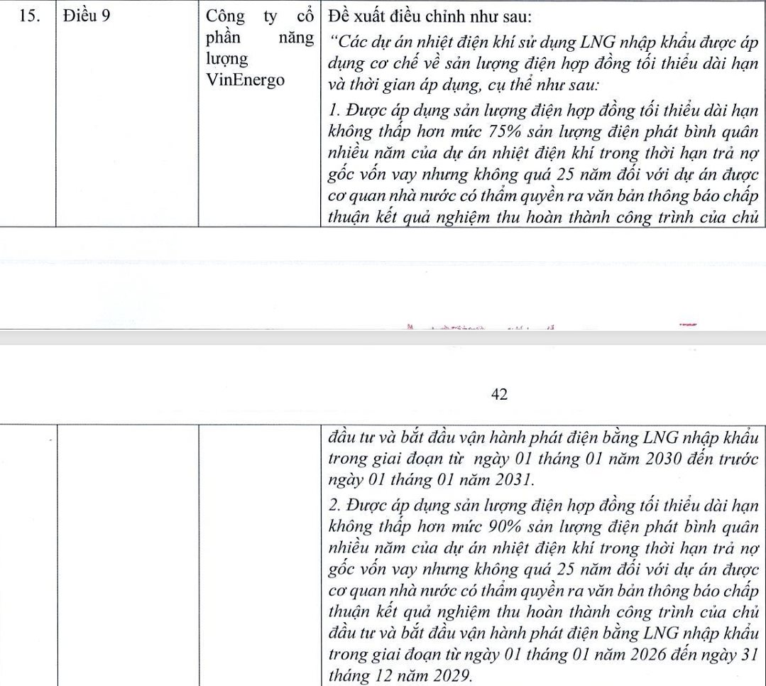 Bộ Công Thương đề xuất bao tiêu 75% sản lượng điện LNG, VinEnergo đề xuất không thấp hơn 90% - Ảnh 2