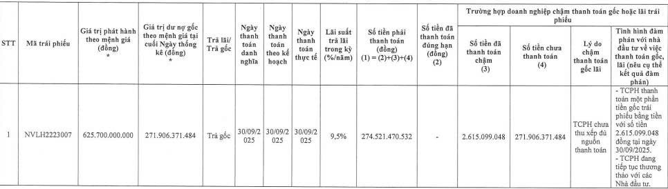 Novaland chậm thanh toán gần 308 tỷ đồng tiền gốc cho 2 lô trái phiếu - Ảnh 1