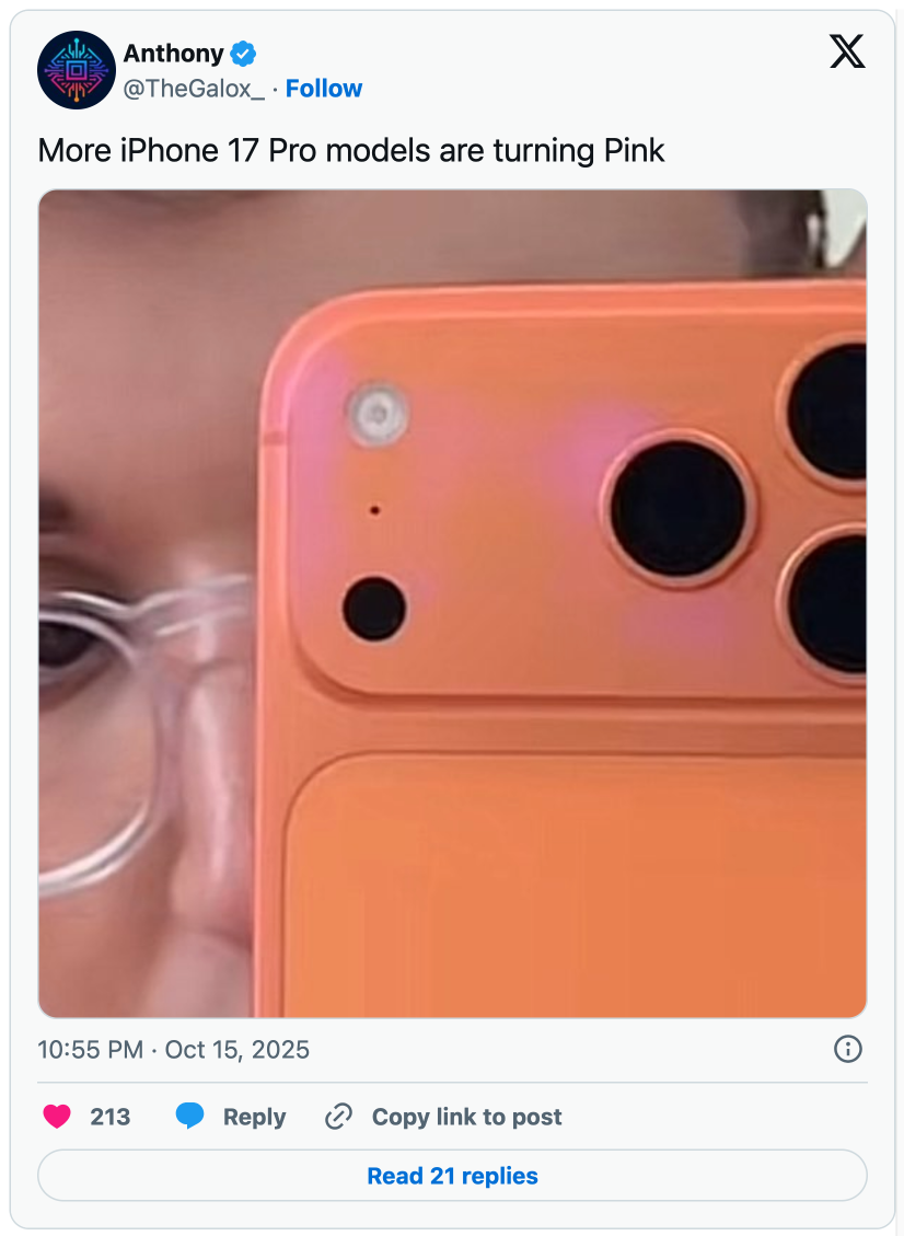 Kỳ lạ chiếc iPhone 17 Pro Max Cam Vũ Trụ bỗng đổi sang màu hồng đỏ - Ảnh 4