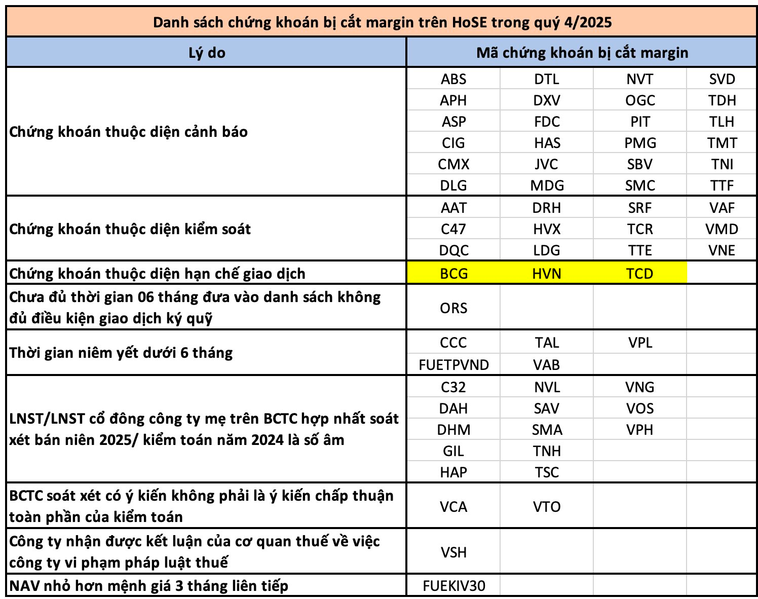 Nóng: 63 mã chứng khoán bị HoSE cắt margin trong quý 4, HVN, NVL, BCG cùng hàng loạt cổ phiếu “hot” góp mặt - Ảnh 1