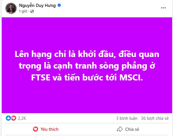 Chủ tịch SSI Nguyễn Duy Hưng: "Lên hạng chỉ là khởi đầu, điều quan trọng là cạnh tranh sòng phẳng ở FTSE và tiến bước tới MSCI" - Ảnh 1