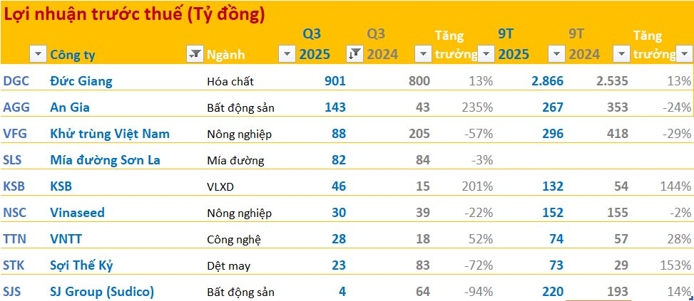 Cập nhật BCTC quý 3/2025 ngày 25/10: An Gia báo lãi trước thuế tăng 235%, công ty dệt may báo lãi giảm 72% so với cùng kỳ - Ảnh 1