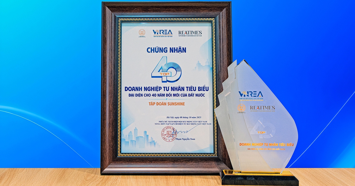 Sunshine Group đạt Top 40 doanh nghiệp tư nhân tiêu biểu kỷ niệm 40 năm Đổi mới