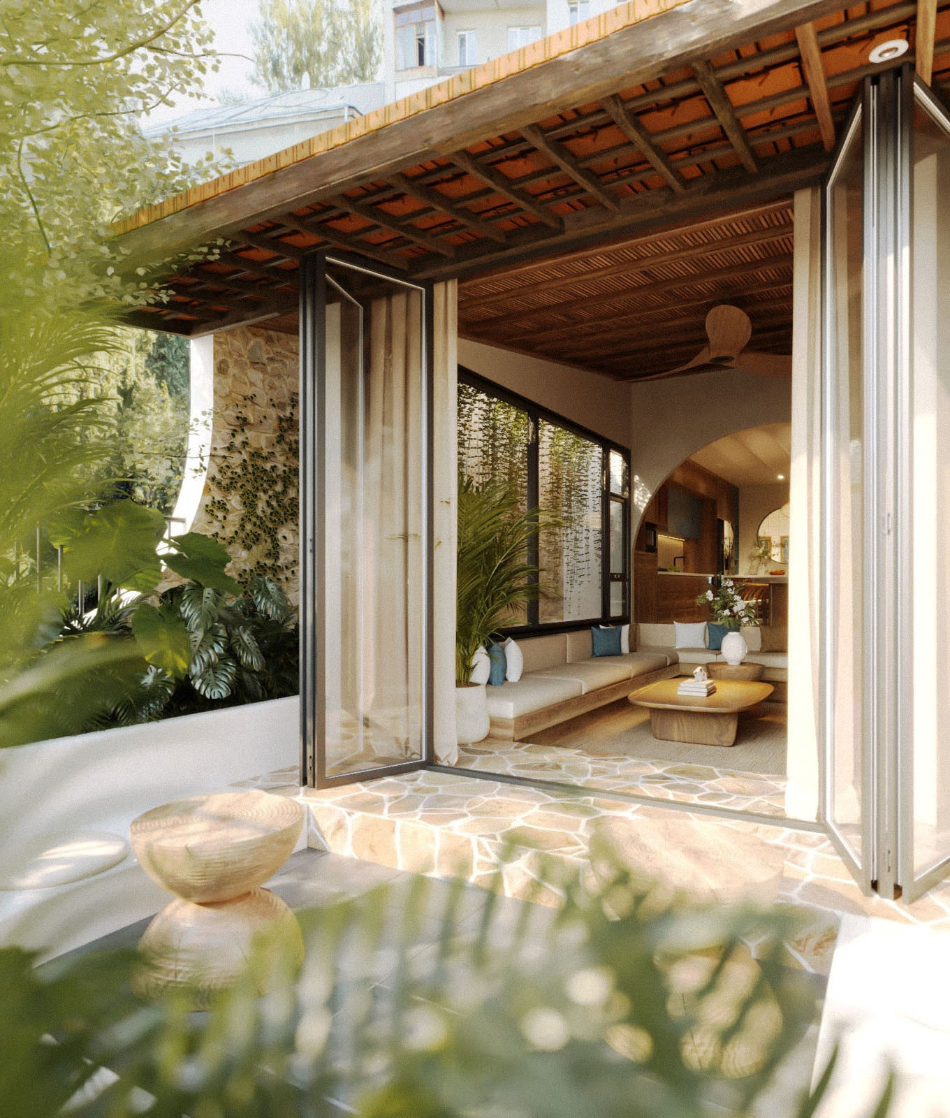 Nhà phố 4 tầng đưa phòng khách và bếp ăn lên tầng cao để tạo sự thoải mái - Ảnh 2