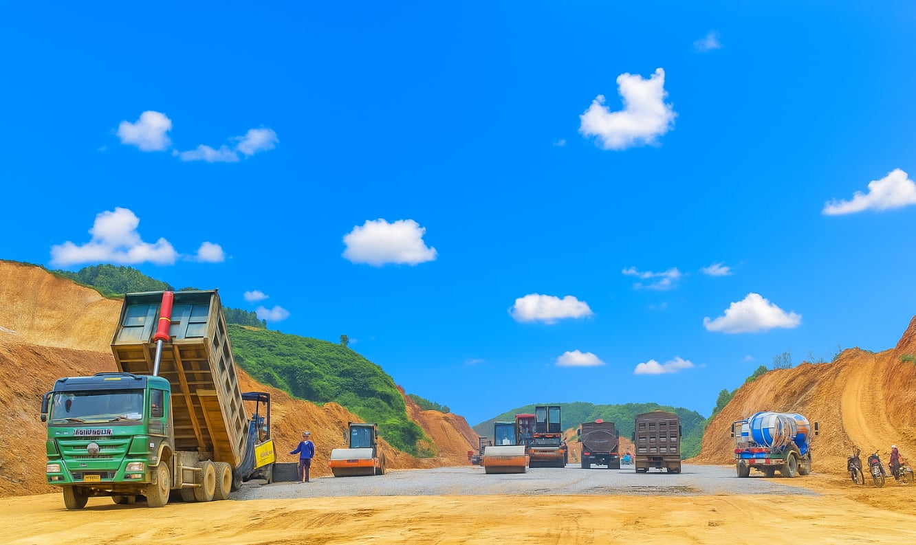 Gần 200 mũi thi công, hơn 1.600 công nhân và 1.400 máy móc đẩy nhanh tiến độ, quyết hoàn thành cao tốc 105km theo chỉ đạo của Thủ tướng - Ảnh 1