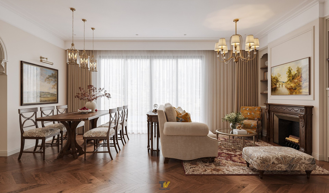 Thiết kế nội thất phong cách Âu Mỹ cho căn hộ 110m2 - Ảnh 1