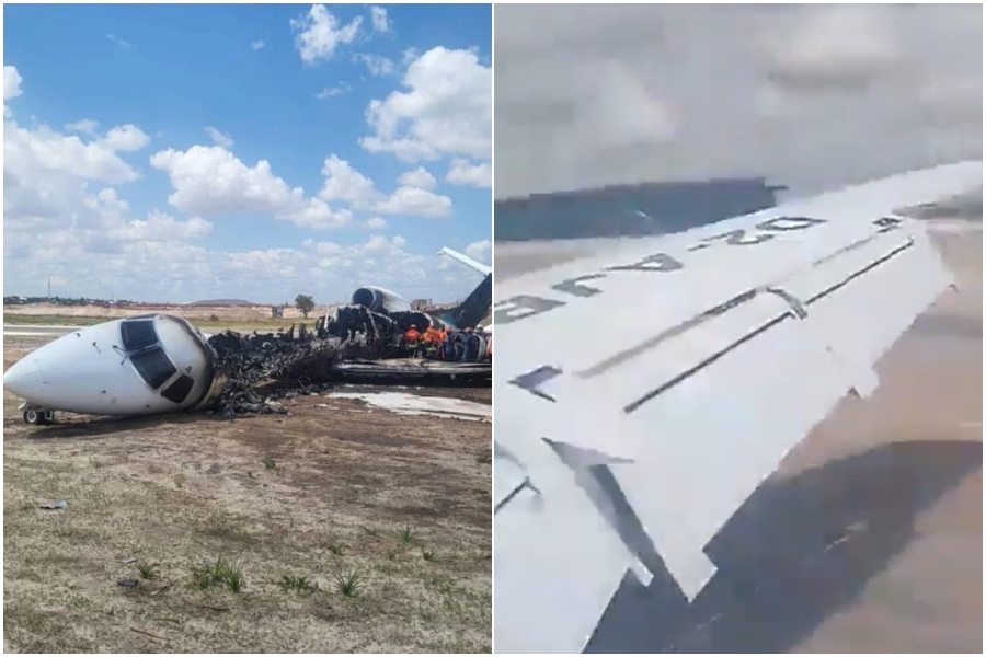 Máy bay chở một bộ trưởng cùng khoảng 20 người khác trượt khỏi đường băng, gần như cháy thành tro - Ảnh 1