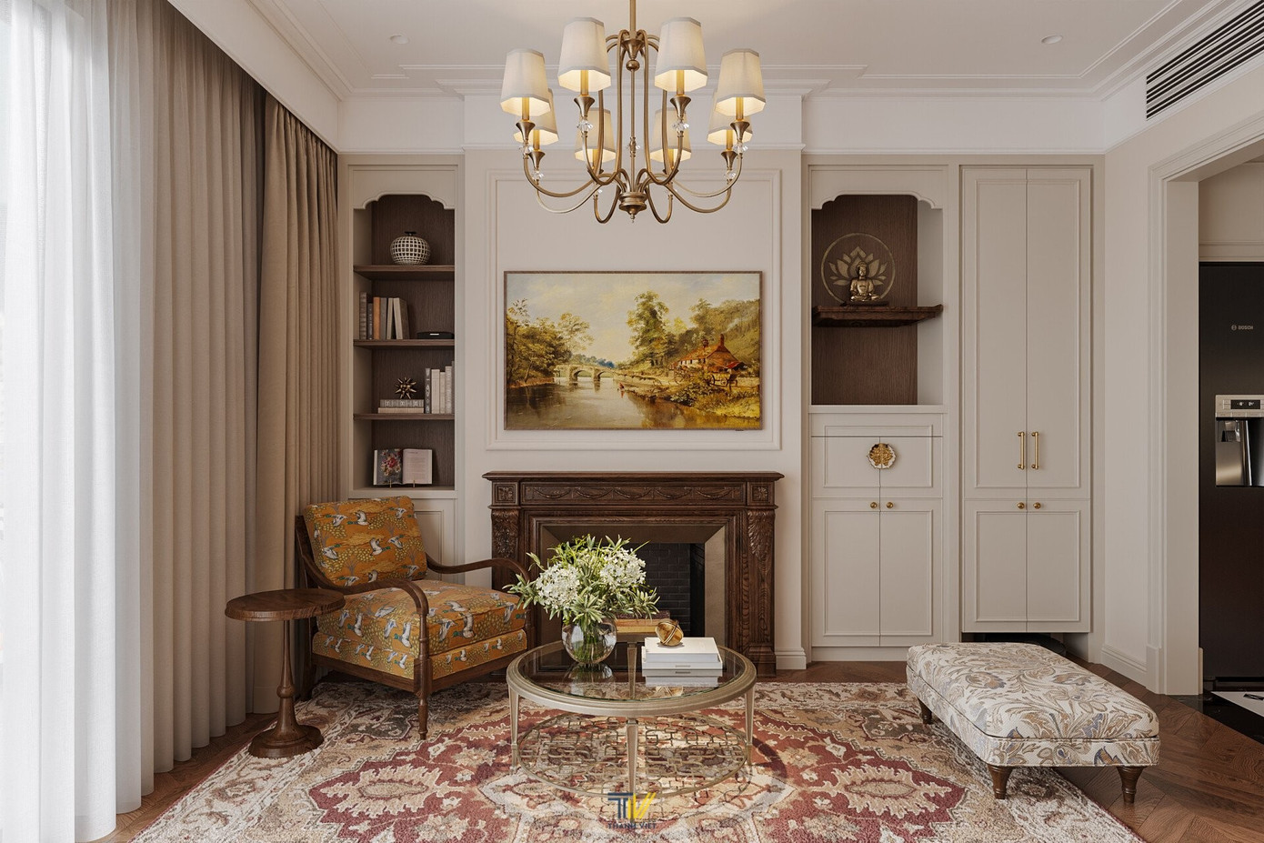 Thiết kế nội thất phong cách Âu Mỹ cho căn hộ 110m2 - Ảnh 4