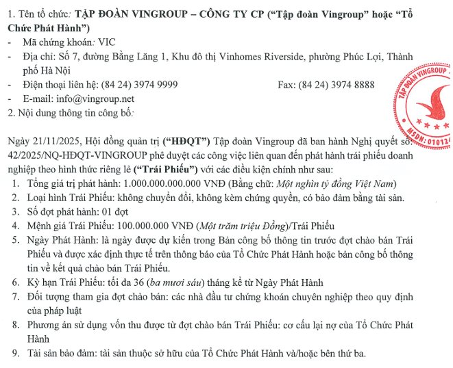 Vingroup chốt phương án phát hành 1.000 tỷ đồng trái phiếu riêng lẻ để cơ cấu nợ - Ảnh 2