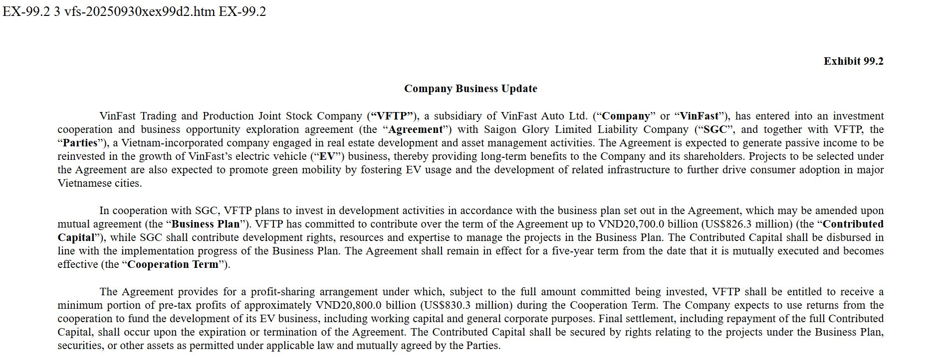 VinFast muốn góp vốn 20.700 tỷ đồng để hưởng lợi nhuận 20.800 tỷ đồng từ hợp tác cùng Saigon Glory - công ty BĐS có dự án Khu tứ giác Bến Thành - Ảnh 1