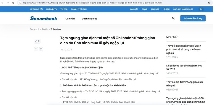 Hàng loạt chi nhánh ngân hàng, ATM tạm ngừng hoạt động vì ngập lụt - Ảnh 1