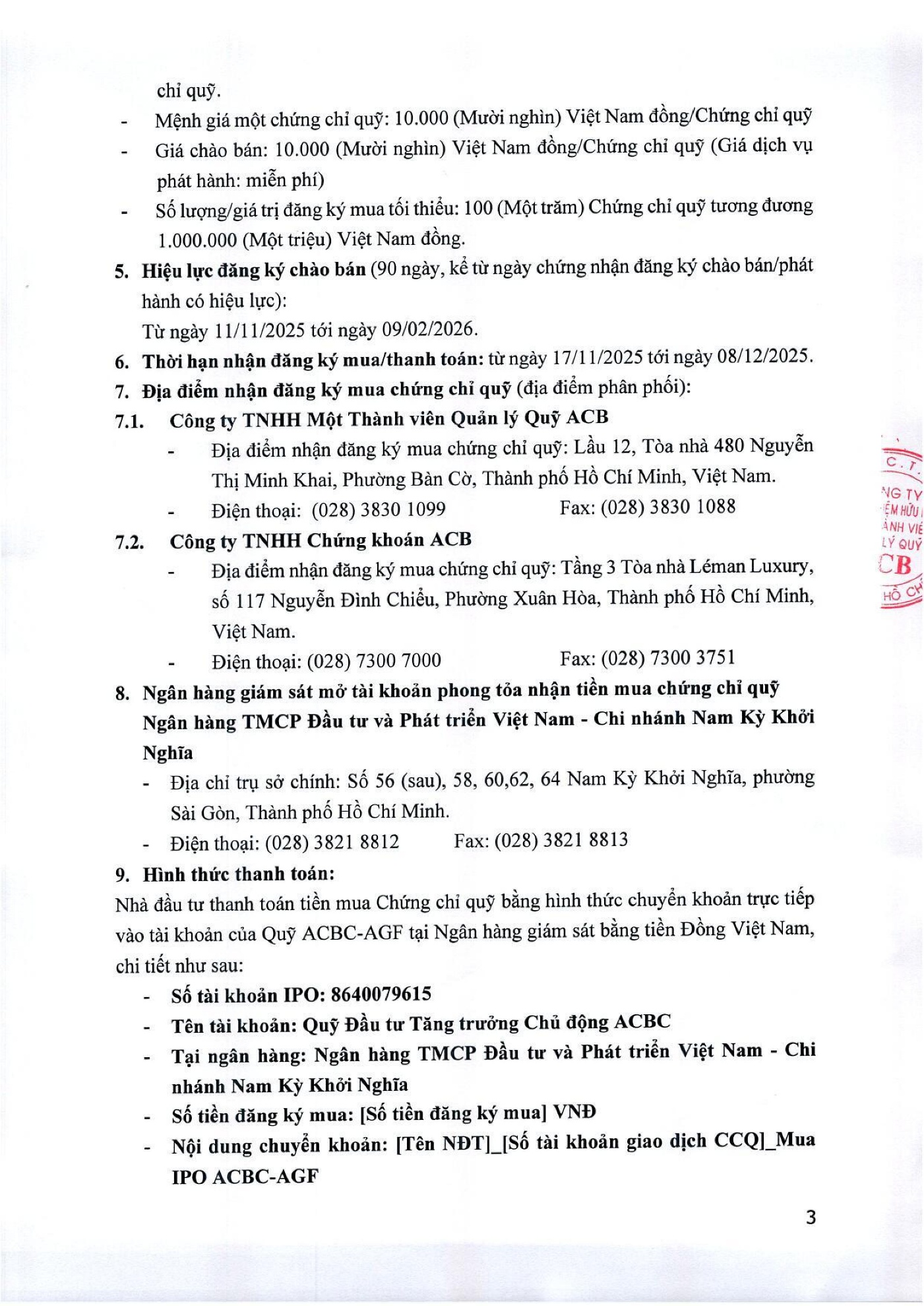 Công ty TNHH MTV Quản lý Quỹ ACB (“ACBC”) thông báo chào bán chứng chỉ Quỹ ACBC-AGF ra công chúng - Ảnh 3