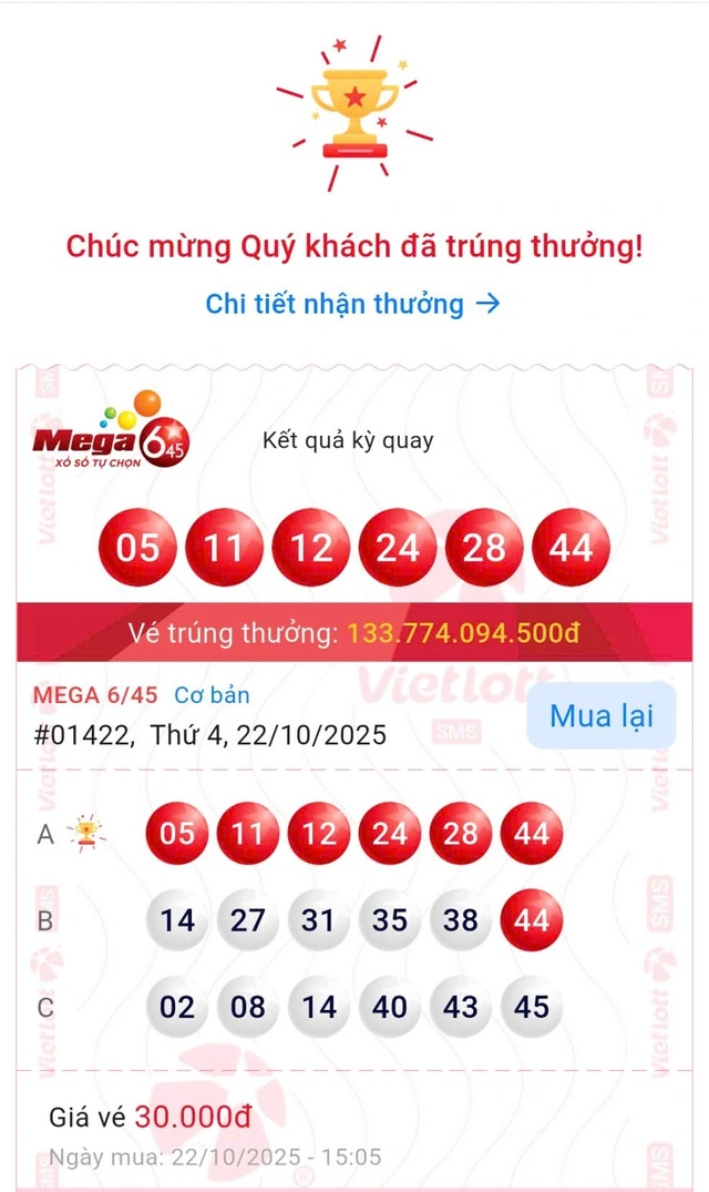 Trúng Vietlott hơn 133 tỉ đồng sau hai năm mua cùng dãy số - Ảnh 3