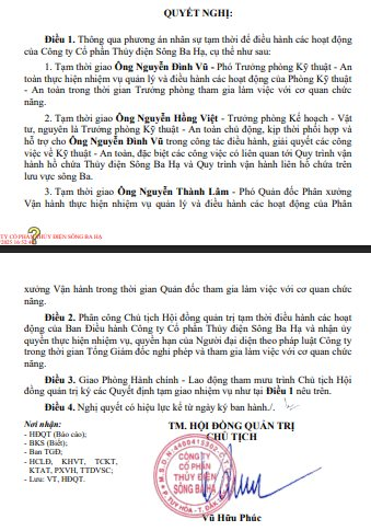 Tổng giám đốc Thuỷ điện Sông Ba Hạ nghỉ phép và làm việc với cơ quan chức năng - Ảnh 1