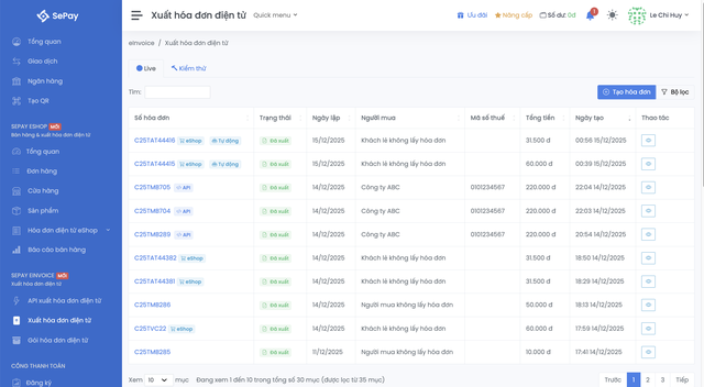 SePay ra mắt eShop và eInvoice: Phần mềm bán hàng và xuất hóa đơn điện tử - Ảnh 2