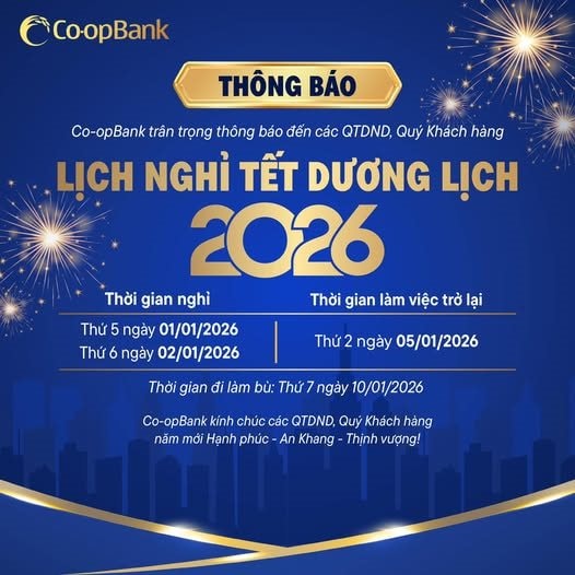 Lịch nghỉ Tết Dương lịch 2026 của hệ thống ngân hàng - Ảnh 5